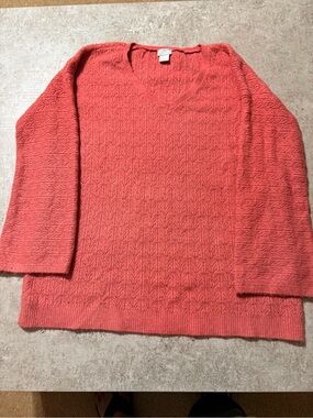 Chico's Coral Textured V-Neck Sweater